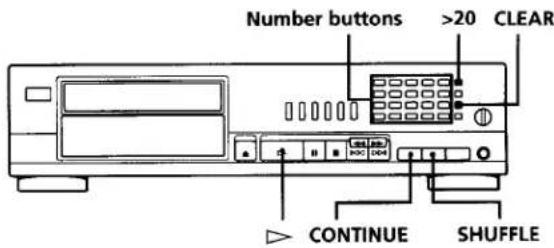 Number buttons >20 CLEAR CONTINUE SHUFFLE