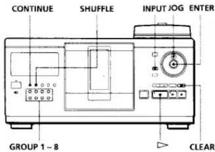 CONTINUE SHUFFLE INPUT JOG ENTER GROUP 1 - 8 CLEAR