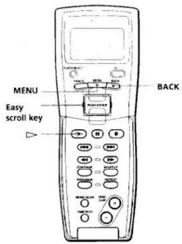 MENU Easy scroll key BACK