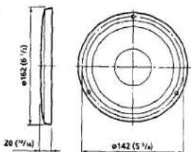 ø162 (6 1/4) 20 (3°/m) ø142 (5 1/4)