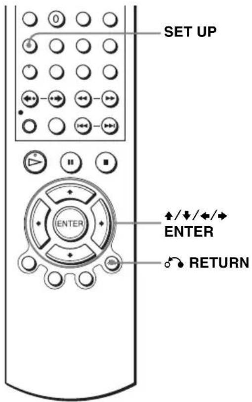 SET UP ↑/↓/←/→ ENTER RETURN
