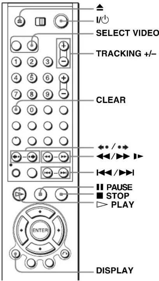 SELECT VIDEO TRACKING +/- CLEAR / • / • • / • / • • / • / • • PAUSE STOP PLAY ENTER DISPLAY
