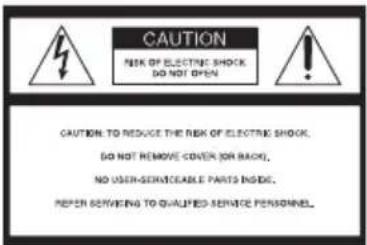 CAUTION RISK OF ELECTRIC SHOCK DO NOT OPEN CAUTION TO REDUCE THE RISK OF ELECTRIC SHOCK. DO NOT REMOVE COVER (OR BACK). NO USER-SERVICEABLE PARTS INSIDE. PERF SERViking TO QUALIFIED SERVICE PERSONNEL.