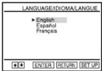 LANGUAGE/IDIOMA/LANGUE ► English Español Français ENTER RETURN SET UP