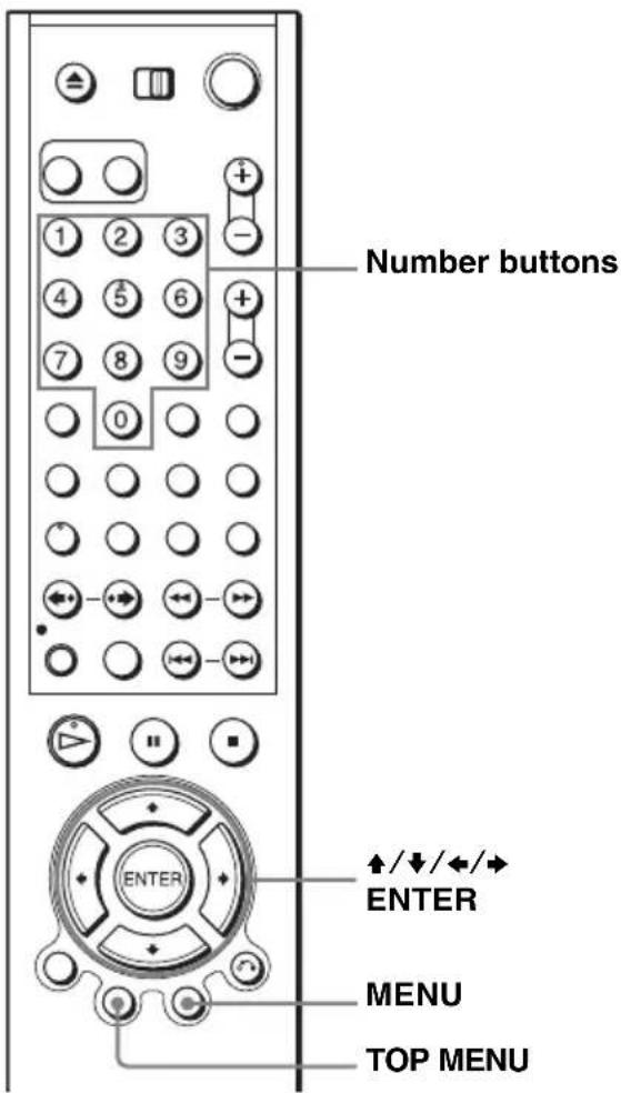 Number buttons ↑/↓/←/→ ENTER MENU TOP MENU