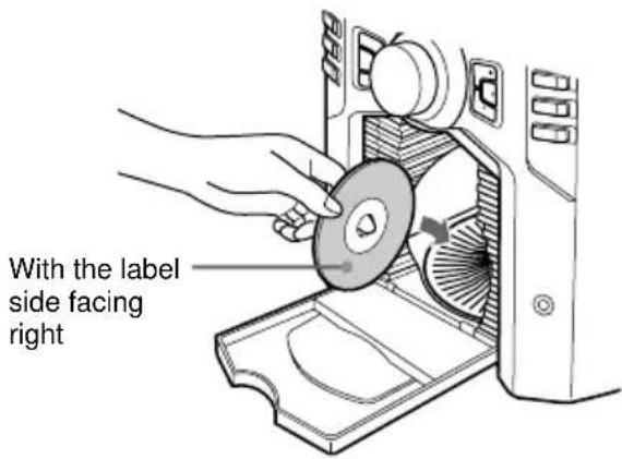 With the label side facing right