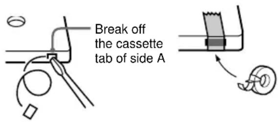 Break off the cassette tab of side A