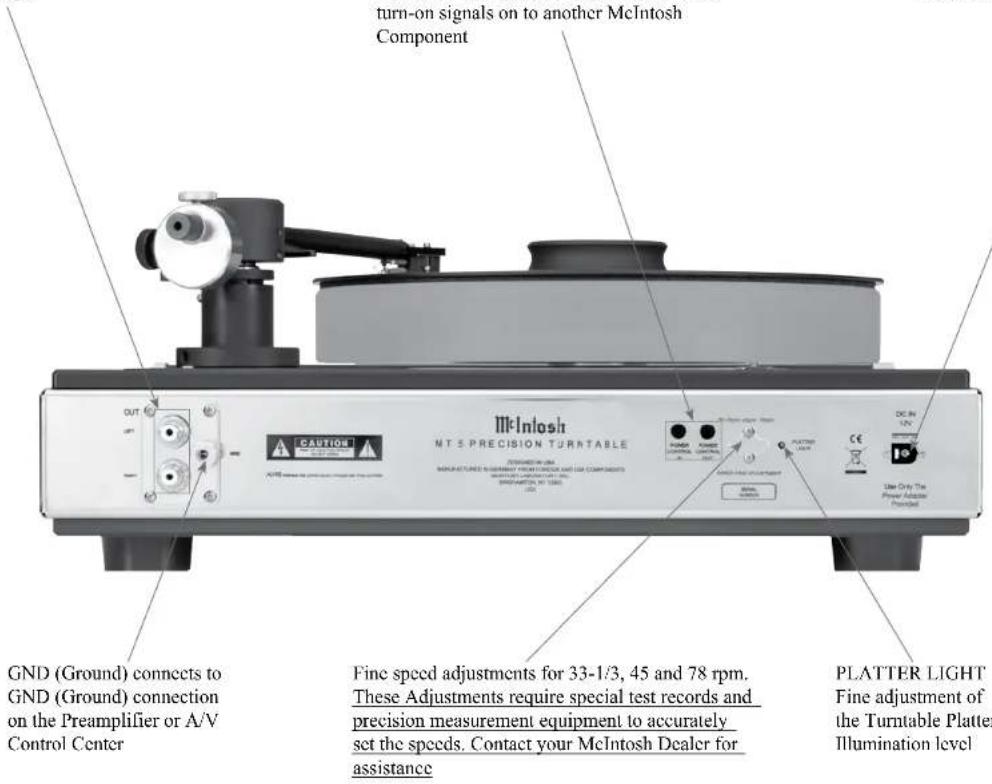 MCINTOSH Black MT5 - Rear Panel Connections and Adjustments - 1
