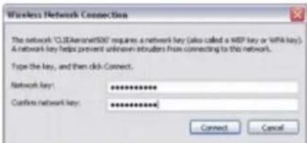 Wireless Network Connection The network 'C:\LEAerol\S02' requires a network key (also called a MDP key or WiFi key). A network key helps prevent unknown intruders from connecting to this network. Type the key, and then click Connect. Network key: ************ Confirm network key: ************ Connect Cancel
