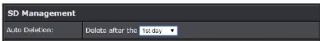 SD Management Auto Deletion: Delete after the 1st day ▼