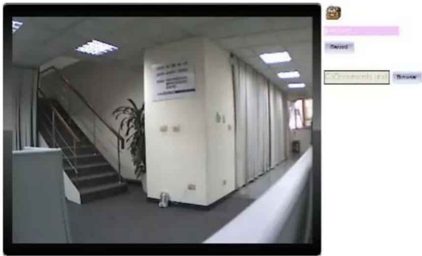 Interior photo of a server room with visible signage and control panel, accompanied by a software interface panel showing 'Record' and 'Documents and Window'.