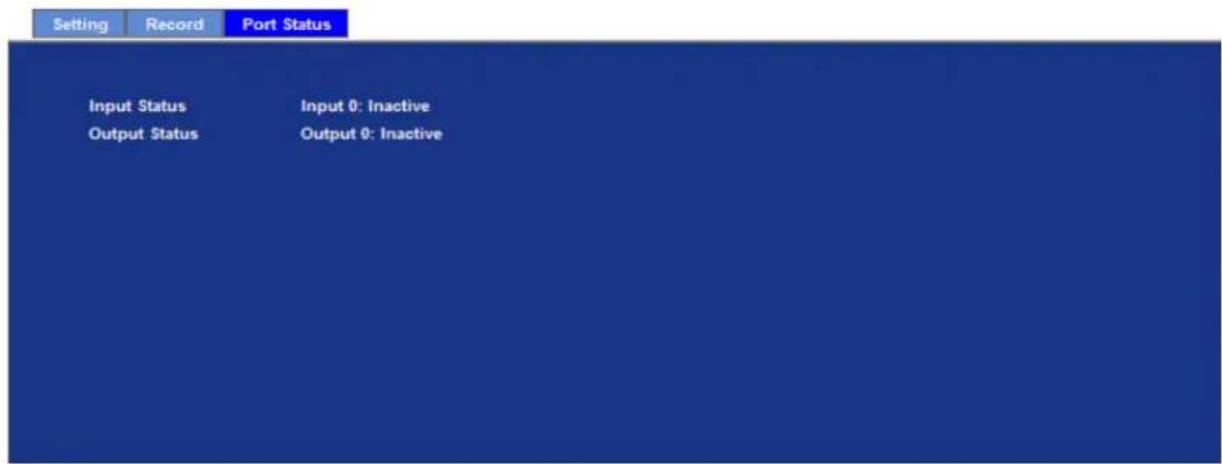 Setting Record Port Status Input Status Input 0: Inactive Output Status Output 0: Inactive