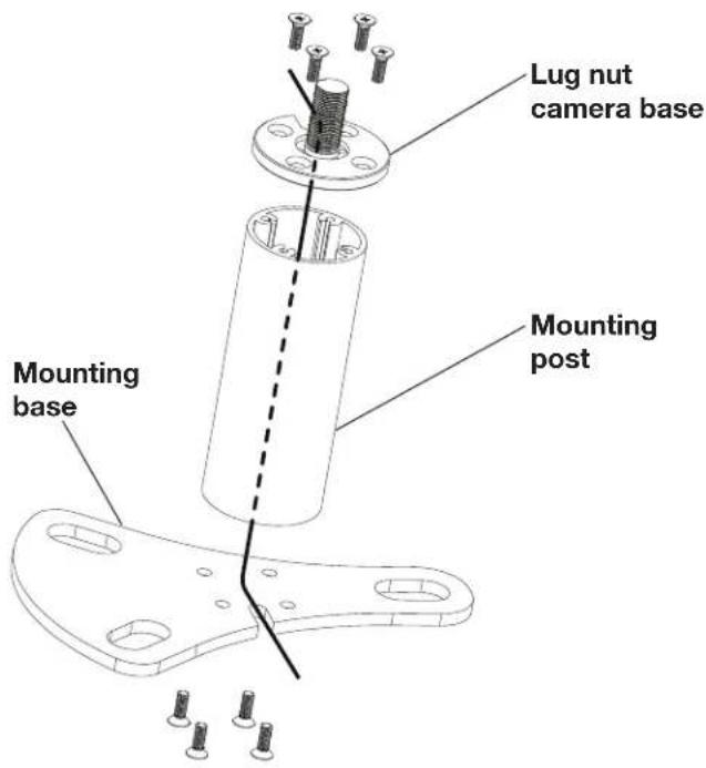 Lug nut camera base Mounting post Mounting base