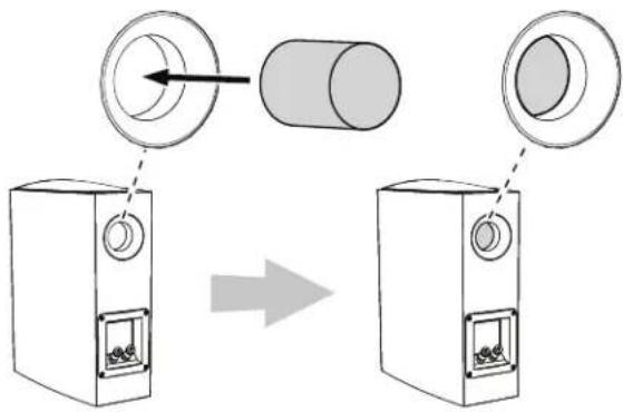 Diagram illustrating a mechanical assembly process with labeled components and directional arrow