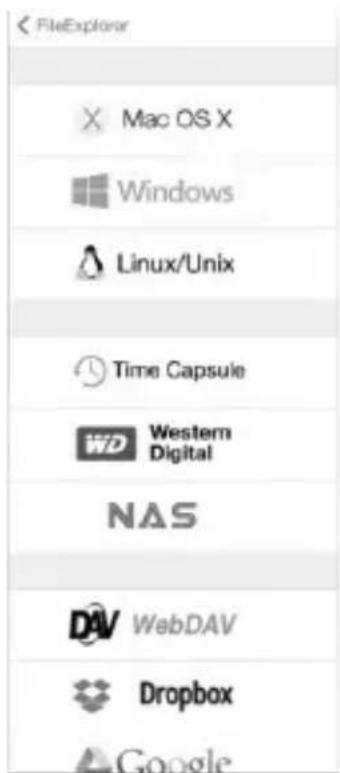 FileExplorer X Mac OS X Windows Linux/Unix Time Capsule WD Western Digital NAS DAV WebDAV Dropbox Google