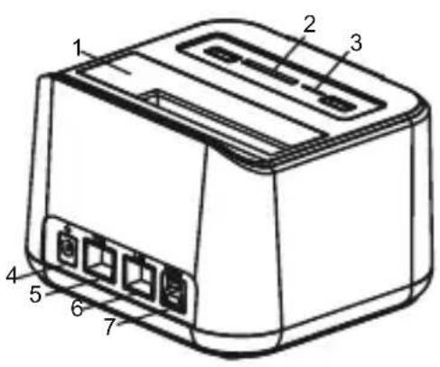 Technical diagram of a toaster with numbered parts labeled 1 through 7