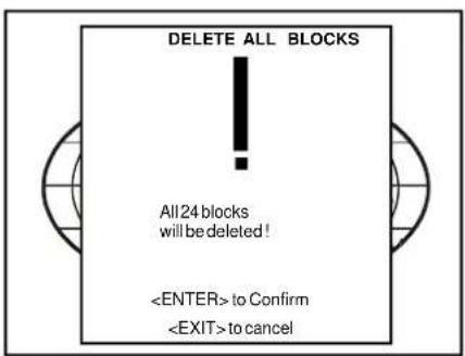 DELETE ALL BLOCKS All24 blocks will be deleted! to Confirm to cancel