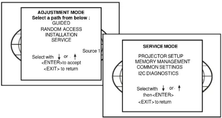 Barco Cine 5 - Starting up the Service Mode. - 1