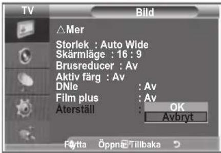 SAMSUNG LE37M86BC - Återställa bildinställningarna till fabriksstandard - 2