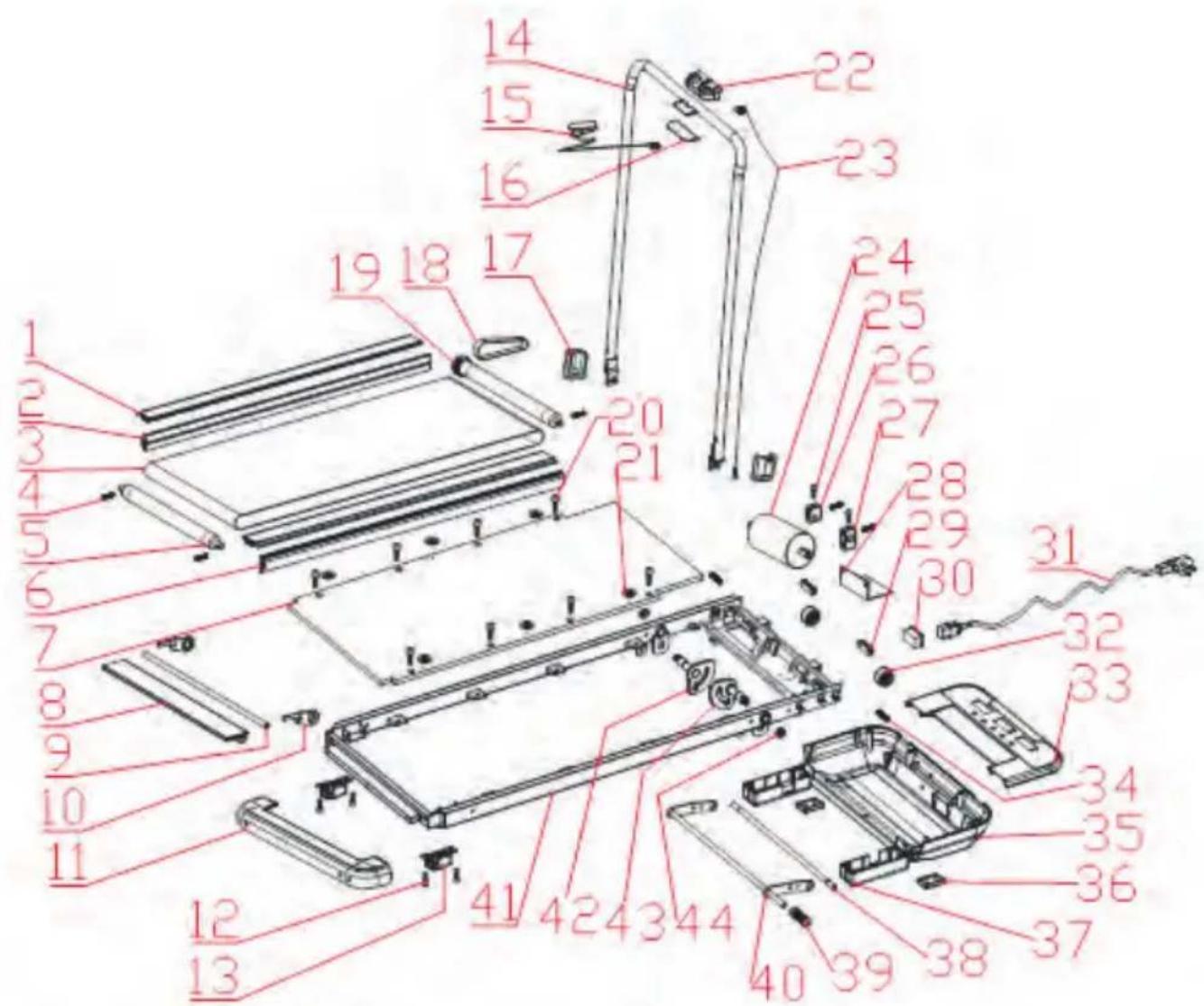 Exploded view diagram of a mechanical assembly with numbered components for identification