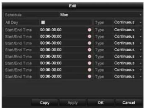 Hikvision DS-7616NI-VP - Edit the schedule: - 1
