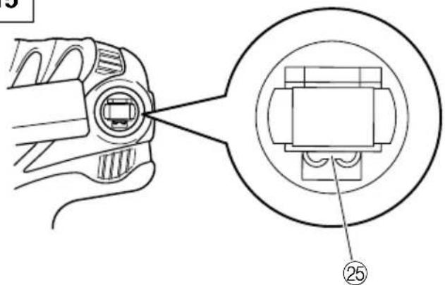Technical diagram showing a mechanical component with an inset close-up labeled '25'