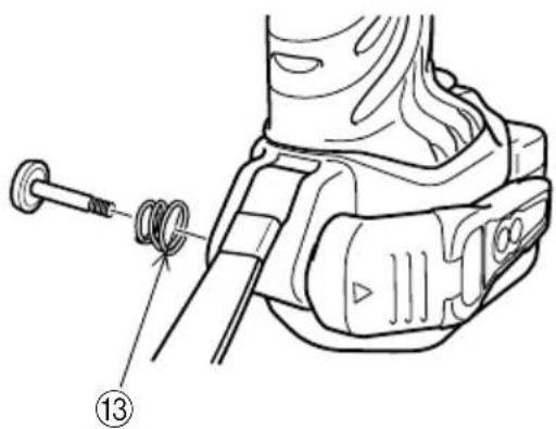 Technical diagram showing mechanical assembly with labeled component 13