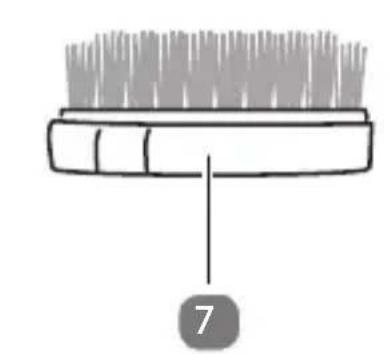 Simple line drawing of a brush with a brushstroke brush applying material, labeled with number 7 (no text or symbols on the brush itself)