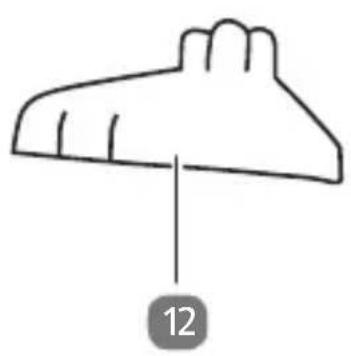 Simple line drawing of a hand-like object with a vertical line and the number 12 below it (no text or symbols on the object itself)