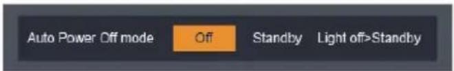 Auto Power Off mode Off Standby Light off>Standby