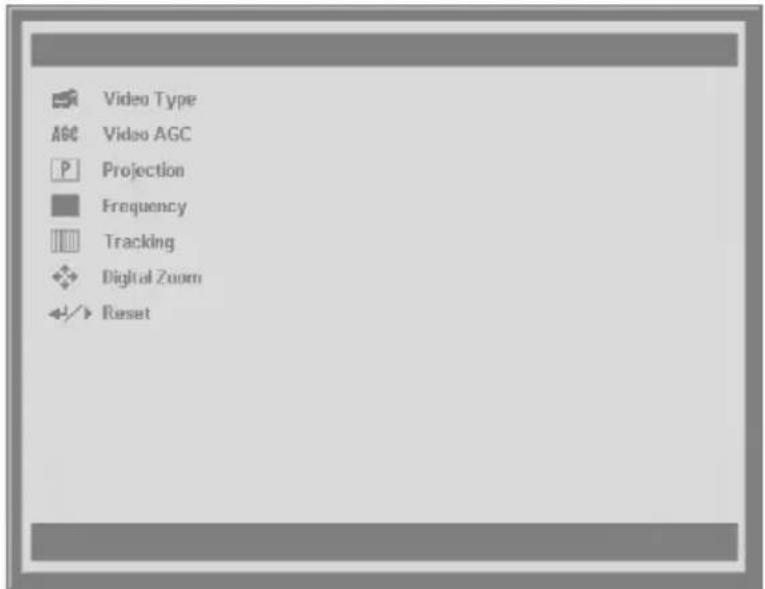 Video Type AGC Video AGC Projection Frequency Tracking Digital Zoom Reset