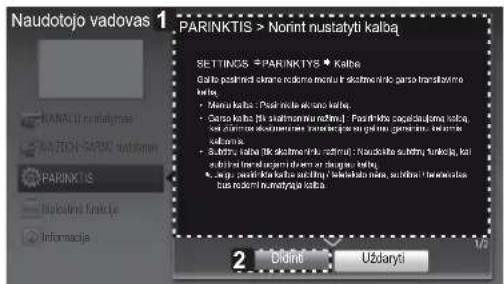 Naudotojo vadovas 1 PARINKTIS > Norint nustatyti kalba SETTINGS = PARINKTIS ● Kalba Gallo pastmed okrane radorna menut in dezhmeniko garso transaktive kaliya. ● Menu kalba: ● Passi mite se skana kalba. ● Garao kalba: [ki skazmamni mehni]. Passi kiba cogedajima kalba, dan minimo dezhmenere nezijemna na galo geniak. Gebe subjama. ● Subjama kalba: [ki skazmemi kiha] radnai! Naudotojo subjama funkja, kot adjuje i kala mite sejajmi ar sien ar denga. kalba. ● Noja: noti kala mite sejajmi i kala kala mite, natjima i kala mite bas radorni nustatyti kalba. 2 Dikino Uždanyi