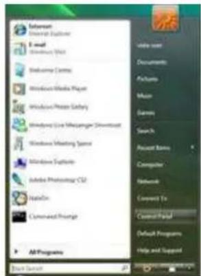 Microsoft Microsoft Excel E-mail Windows Watch Macintosh Centre Windows Media Player Windows Protein Gallery Windows Live Messaging Studio/Get Windows Meeting Spot Windows System Adobe Photoshop CS2 Status Command Preview All Programs Open Start Default Programs Help and Support File Edit Documents Pictures Music Games Search Account Names Computer Networks Compass To Control Panel Default Programs Help and Support