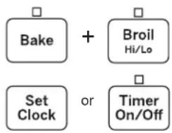 Bake + Broil Hi/Lo Set Clock or Timer On/Off
