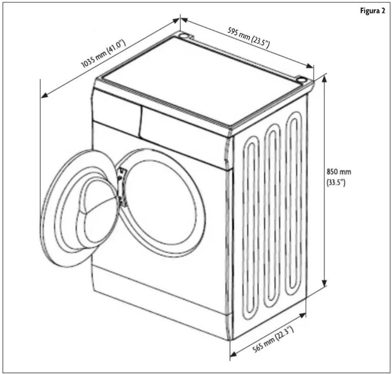 Figura 2 1035 mm (41.0") 595 mm (23.5") 850 mm (33.5") 565 mm (22.3")