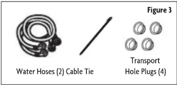 Figure 3 Water Hoses (2) Cable Tie Transport Hole Plugs (4)