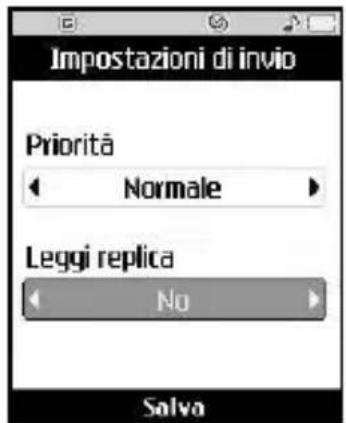 Impostazioni di invio Priorità Normale Leggi replica No Salvo