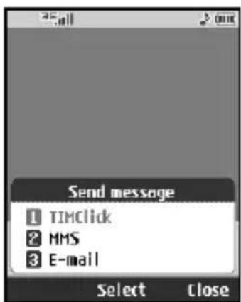 Send message 1 TIMClick 2 HMS 3 E-mail Select Close