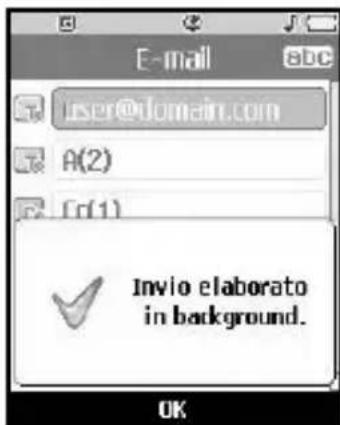 E-mail abc user@domain.com A(2) f(1) Invio elaborato in background. OK