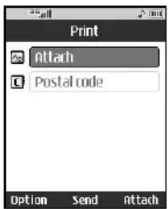 Print Attach Postal code Option Send Attach