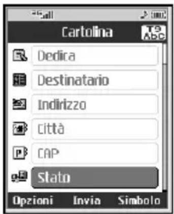 Cartolina Dedica Destinatario Indirizzo Città CAP Slato Opzioni Invio Simbolo