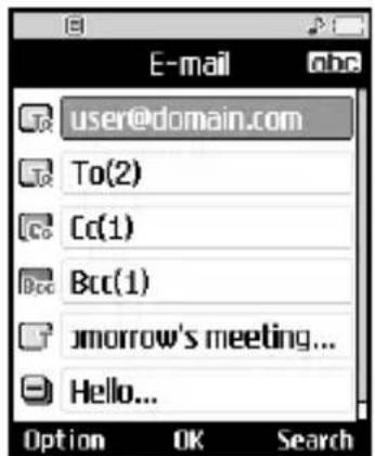 user@domain.com To(2) Cc(1) Bcc(1) Jmorrow's meeting... Hello... Option OK Search