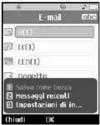 E-mail H(1) C(1) Cn(1) Nogetto Salva come bozza Messaggi recenti Impostazioni di in... Chiudi OK