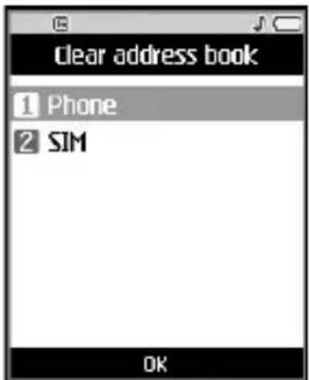 Clear address book 1 Phone 2 SIM OK