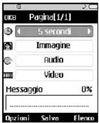 OKB Pagina[1/1] 5 secondi Immagine Audio Video Messaggio 0% Opzioni Salva Elenco