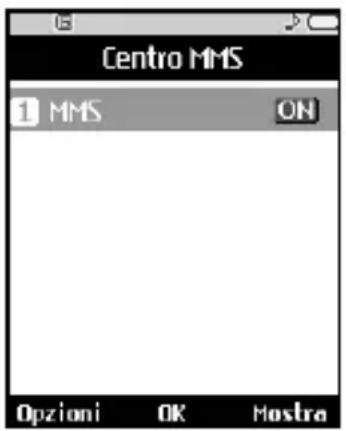 Centro MMS 1 MMS ON Opzioni OK Mostra