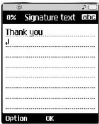 0% Signature text abc Thank you J Option OK
