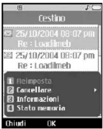 Cestino 25/10/2004 08:07 pm Re : Loadilmeb 25/10/2004 08:07 pm Re : Loadilmeb 1 Reimposta 2 Cancellare 3 Informazioni 4 Stato memoria Chiudi OK