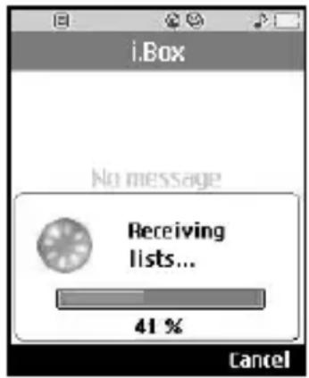 i.Box No message Receiving lists... 41 % Cancel