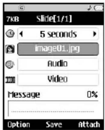 7KB Slide[1/1] 5 seconds image01.jpg Audio Video Message 0% Option Save Attach